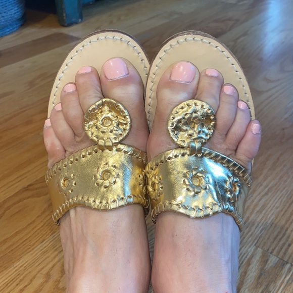 Jack Rogers Gold Flat Jack Sandals - Picture 11 of 13